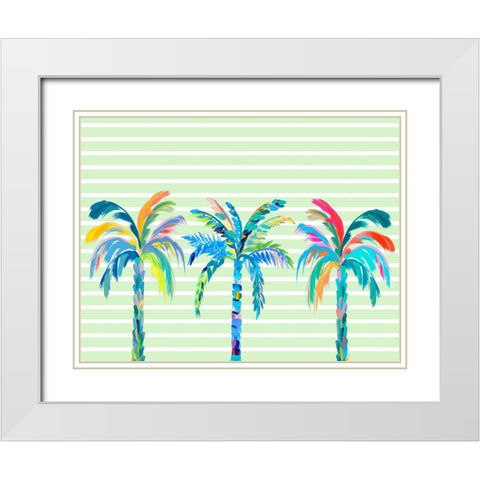 Funky Palm Trees White Modern Wood Framed Art Print with Double Matting by DeRice, Julie