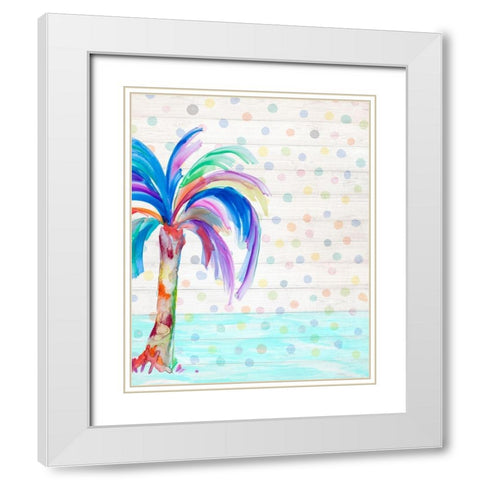Funky Palm on Dots II White Modern Wood Framed Art Print with Double Matting by DeRice, Julie