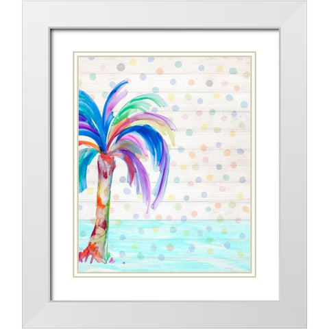 Funky Palm on Dots II White Modern Wood Framed Art Print with Double Matting by DeRice, Julie