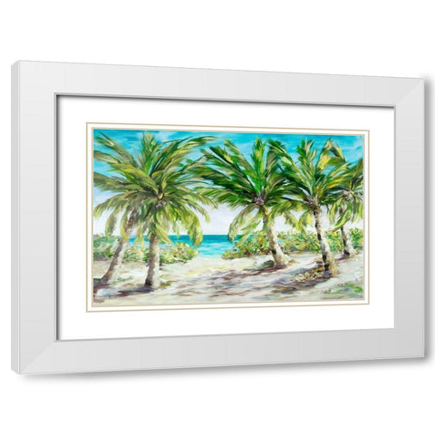 Palm Escape White Modern Wood Framed Art Print with Double Matting by DeRice, Julie