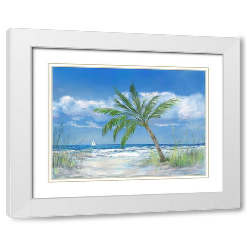 Palm Tree Paradise White Modern Wood Framed Art Print with Double Matting by DeRice, Julie