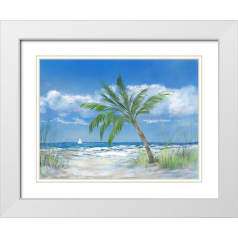 Palm Tree Paradise White Modern Wood Framed Art Print with Double Matting by DeRice, Julie
