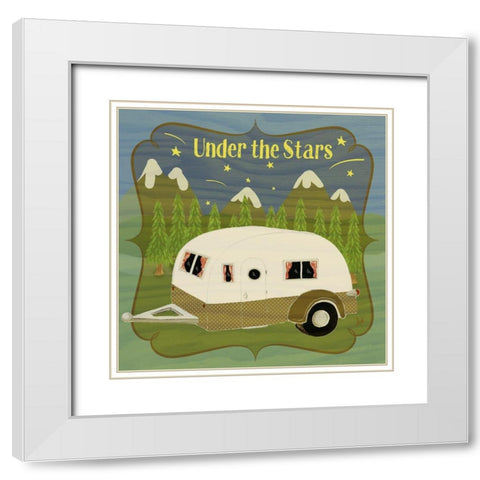 Camping IV White Modern Wood Framed Art Print with Double Matting by Metz, Andi