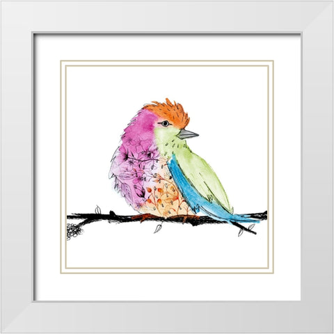 Bright Bird I White Modern Wood Framed Art Print with Double Matting by SD Graphics Studio