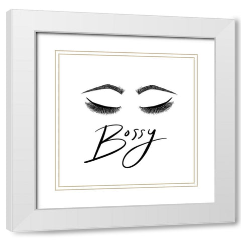 Bossy White Modern Wood Framed Art Print with Double Matting by SD Graphics Studio
