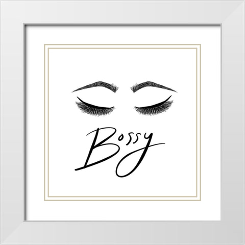 Bossy White Modern Wood Framed Art Print with Double Matting by SD Graphics Studio