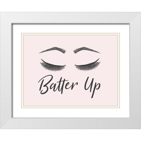 Batter Up White Modern Wood Framed Art Print with Double Matting by SD Graphics Studio
