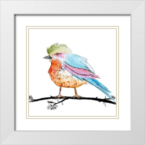 Bright Bird II White Modern Wood Framed Art Print with Double Matting by SD Graphics Studio