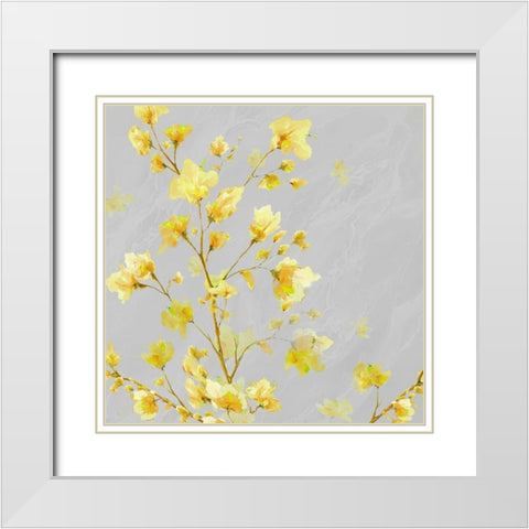 Early Yellow Bloom White Modern Wood Framed Art Print with Double Matting by Diannart