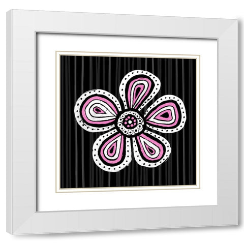 Floral Sketch I White Modern Wood Framed Art Print with Double Matting by SD Graphics Studio