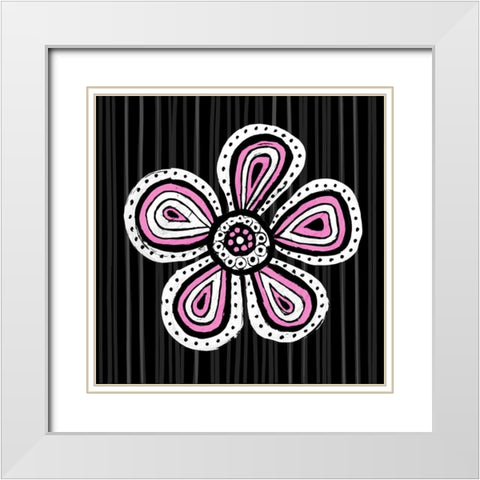 Floral Sketch I White Modern Wood Framed Art Print with Double Matting by SD Graphics Studio