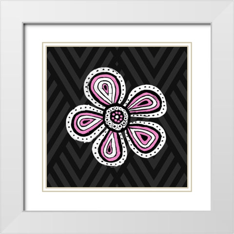 Floral Sketch II White Modern Wood Framed Art Print with Double Matting by SD Graphics Studio
