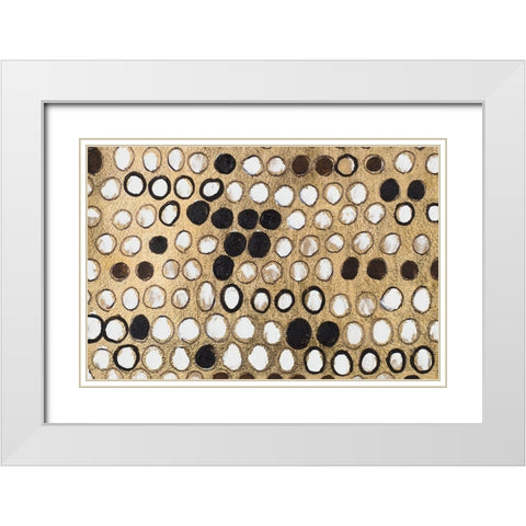 African Circles with Gold White Modern Wood Framed Art Print with Double Matting by Pinto, Patricia