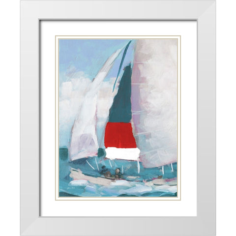 Red and Blue Sail I White Modern Wood Framed Art Print with Double Matting by Slivka, Jane