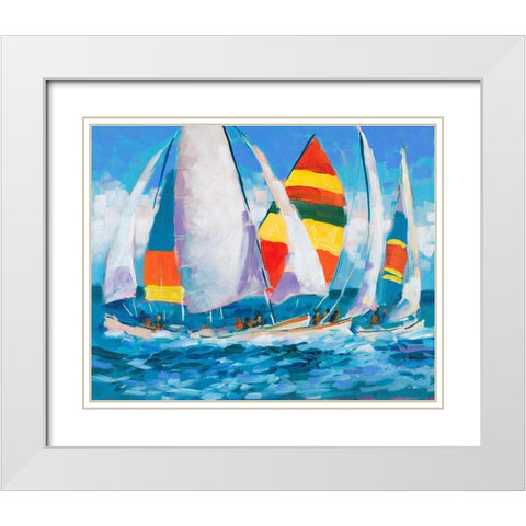 Wide Sails  White Modern Wood Framed Art Print with Double Matting by Slivka, Jane