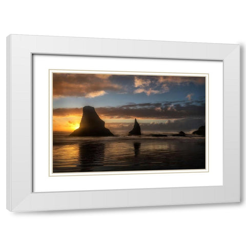 Island Sunsets White Modern Wood Framed Art Print with Double Matting by Amos, Andy