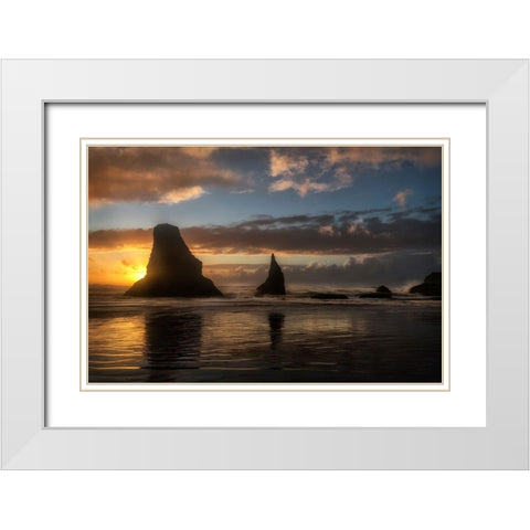 Island Sunsets White Modern Wood Framed Art Print with Double Matting by Amos, Andy
