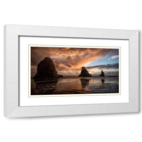 Falling Sunsets White Modern Wood Framed Art Print with Double Matting by Amos, Andy