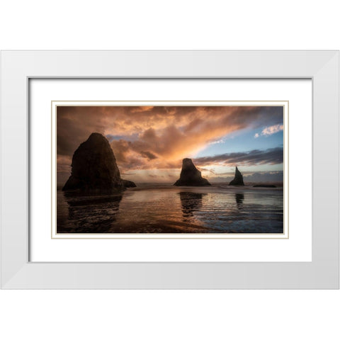 Falling Sunsets White Modern Wood Framed Art Print with Double Matting by Amos, Andy