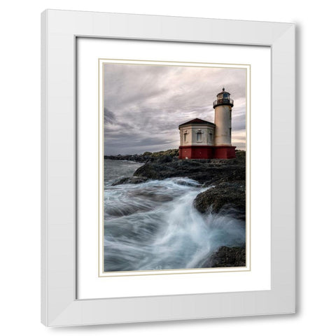 Lighthouse Panel White Modern Wood Framed Art Print with Double Matting by Amos, Andy