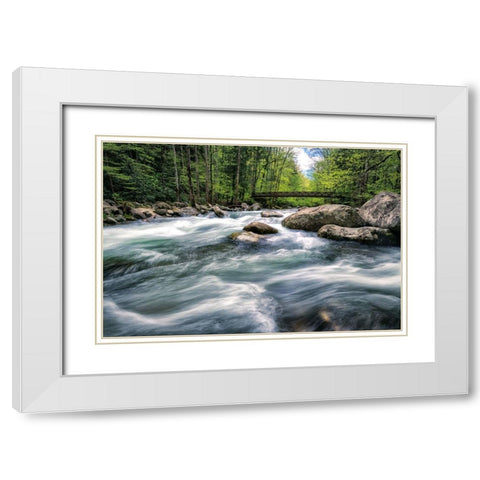 Rocky River Stream White Modern Wood Framed Art Print with Double Matting by Amos, Andy