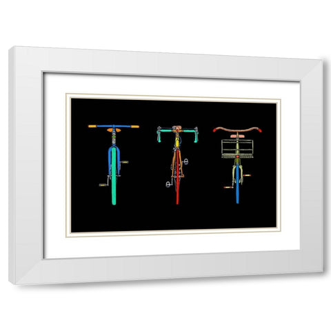 Bike Trio White Modern Wood Framed Art Print with Double Matting by Mabat, Ynon