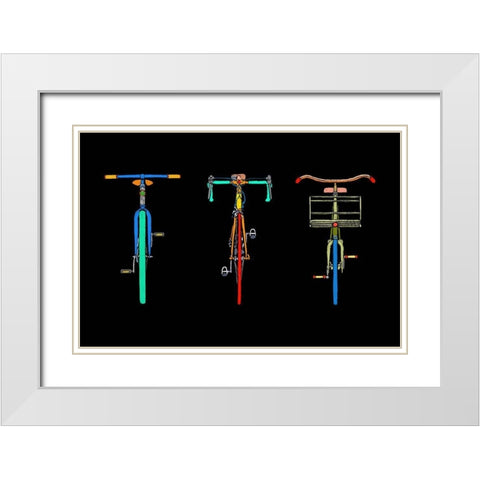 Bike Trio White Modern Wood Framed Art Print with Double Matting by Mabat, Ynon