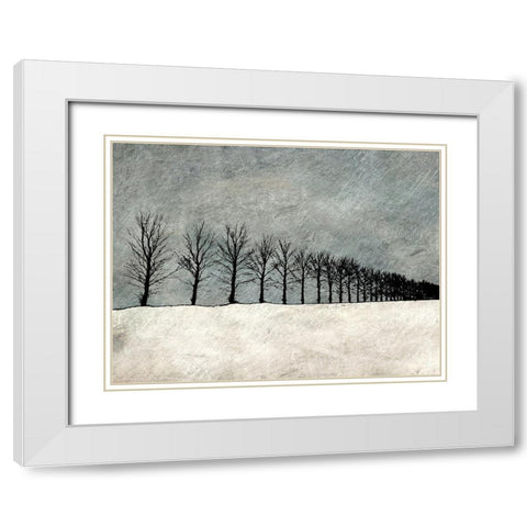 Winter Row White Modern Wood Framed Art Print with Double Matting by Mabat, Ynon
