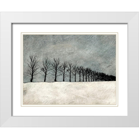 Winter Row White Modern Wood Framed Art Print with Double Matting by Mabat, Ynon
