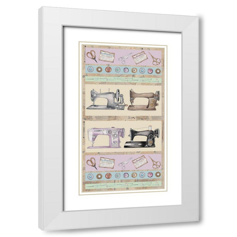Sewing Machine Panel White Modern Wood Framed Art Print with Double Matting by Baker, Mary Beth