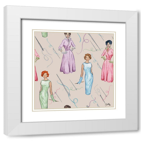 Fashion Tools VI White Modern Wood Framed Art Print with Double Matting by Baker, Mary Beth