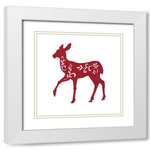 Holiday Decorative Deer I White Modern Wood Framed Art Print with Double Matting by Gaynor, Janice