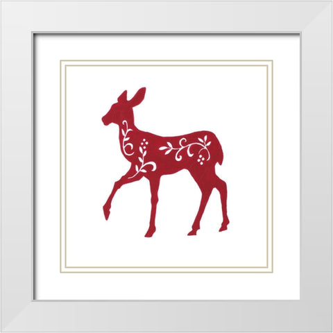Holiday Decorative Deer I White Modern Wood Framed Art Print with Double Matting by Gaynor, Janice