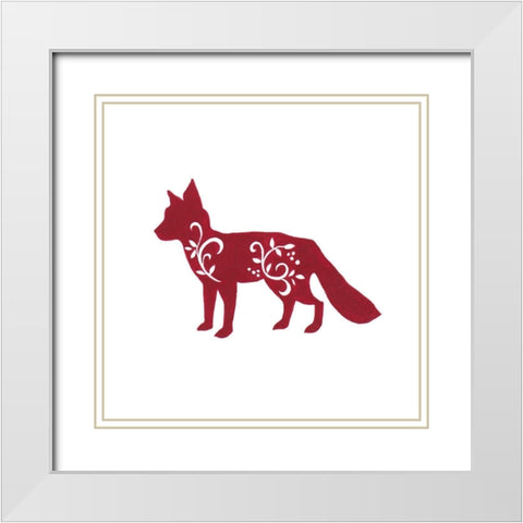 Holiday Decorative Fox White Modern Wood Framed Art Print with Double Matting by Gaynor, Janice