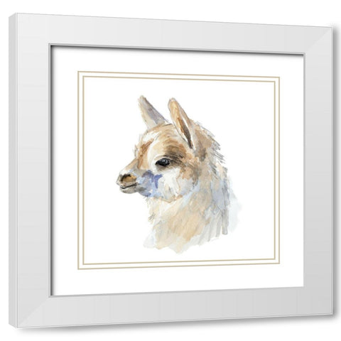 Side Portrait Llama White Modern Wood Framed Art Print with Double Matting by Loreth, Lanie