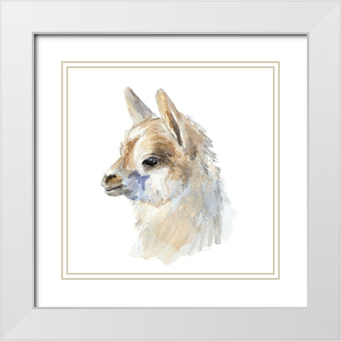 Side Portrait Llama White Modern Wood Framed Art Print with Double Matting by Loreth, Lanie