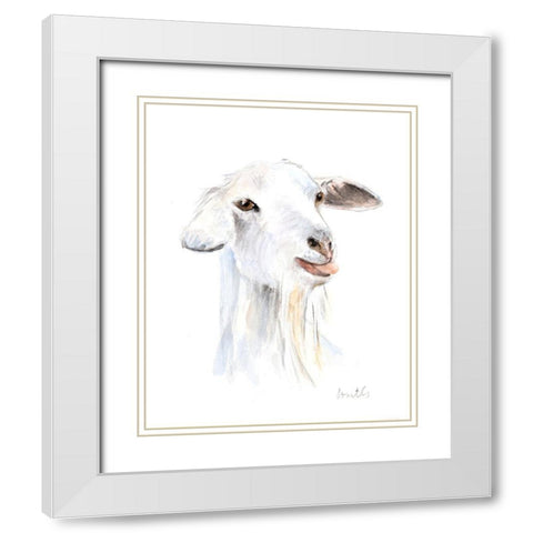 Goat I White Modern Wood Framed Art Print with Double Matting by Loreth, Lanie