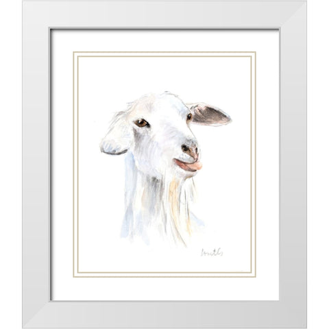 Goat I White Modern Wood Framed Art Print with Double Matting by Loreth, Lanie