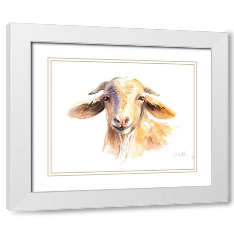 Morning Goat White Modern Wood Framed Art Print with Double Matting by Loreth, Lanie