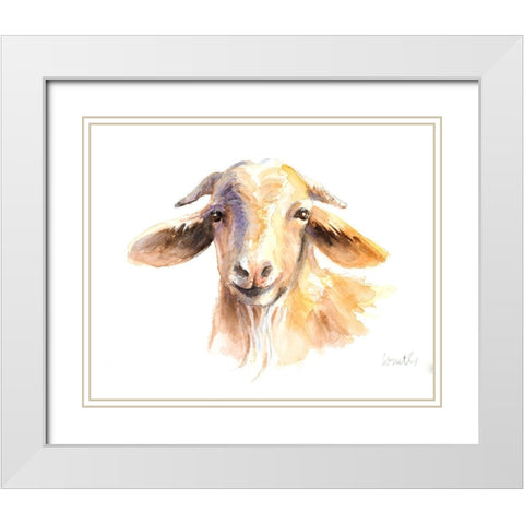 Morning Goat White Modern Wood Framed Art Print with Double Matting by Loreth, Lanie
