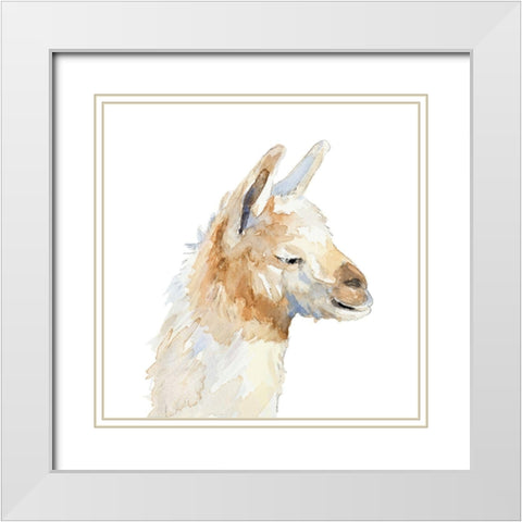 Sleepy Llama White Modern Wood Framed Art Print with Double Matting by Loreth, Lanie