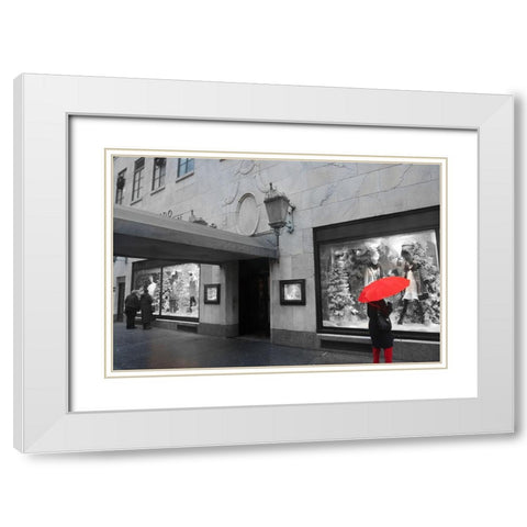 Shopping Downtown White Modern Wood Framed Art Print with Double Matting by Bill Carson Photography