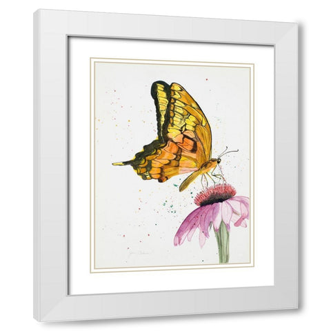 Butterfly Nectar White Modern Wood Framed Art Print with Double Matting by Odum, Jan