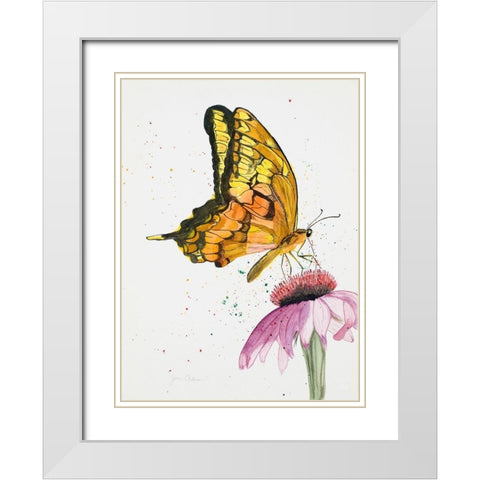 Butterfly Nectar White Modern Wood Framed Art Print with Double Matting by Odum, Jan
