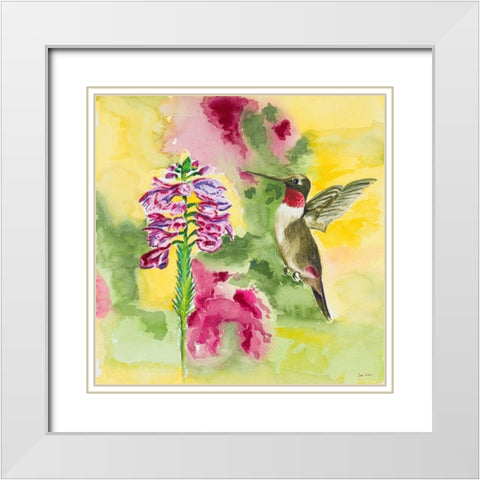 Watercolor Hummingbird White Modern Wood Framed Art Print with Double Matting by Odum, Jan