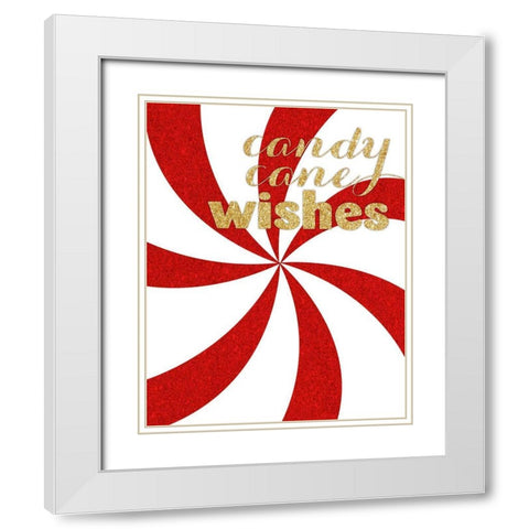 Candy Cane Wishes White Modern Wood Framed Art Print with Double Matting by SD Graphics Studio