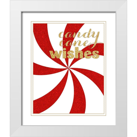 Candy Cane Wishes White Modern Wood Framed Art Print with Double Matting by SD Graphics Studio