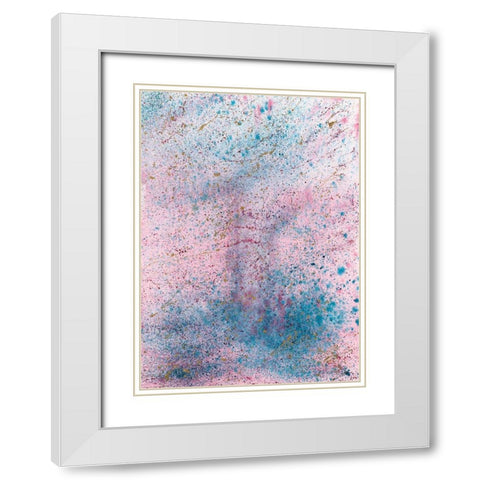 Pink and Blue Splash White Modern Wood Framed Art Print with Double Matting by Bucheli, Amaya