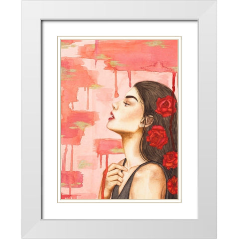 Without Breath White Modern Wood Framed Art Print with Double Matting by Amaya