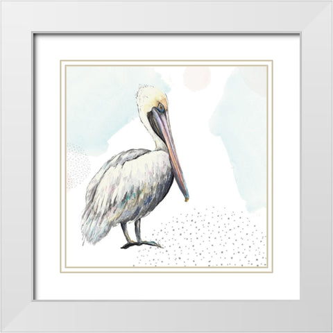 Turquoise Pelican White Modern Wood Framed Art Print with Double Matting by Pinto, Patricia
